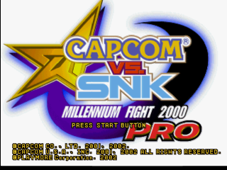 Capcom Vs SNK Millennium Fight 2000 Pro title screen for Playstation